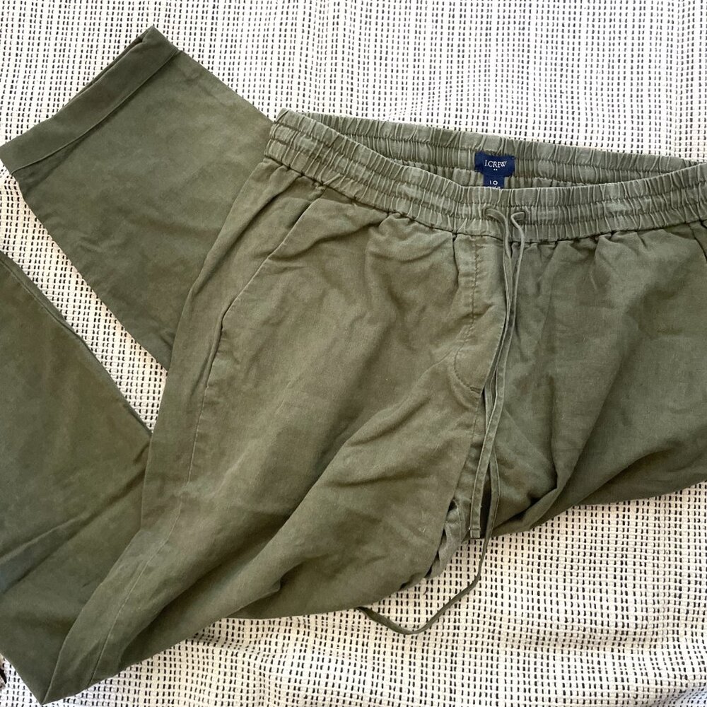 J.Crew Olive Green Linen/Cotton Pants